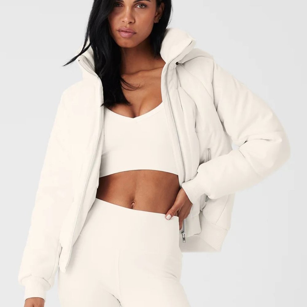 ALO FAUX LEATHER BOSS PUFFER SIZE S